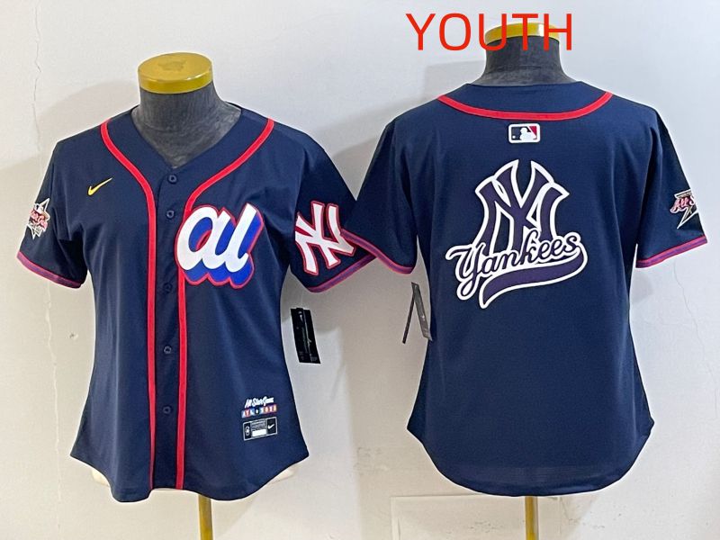 Youth 2025 New York Yankees Blank Drak Blue All star Nike MLB Jersey style 010